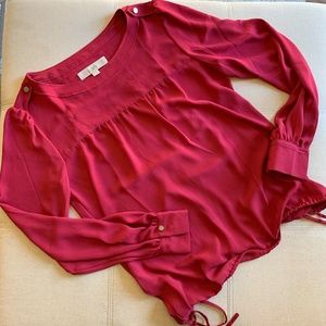Loft Pink Cinch Waist Blouse NWOT XS